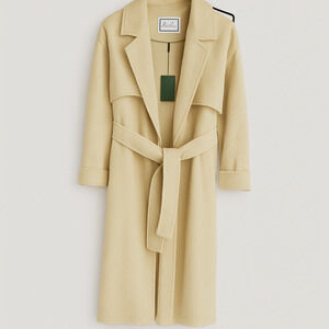 NWT Womens Trench Coat SZ M/4 Oversized 100% Wool Butter Beige Lux Old Money